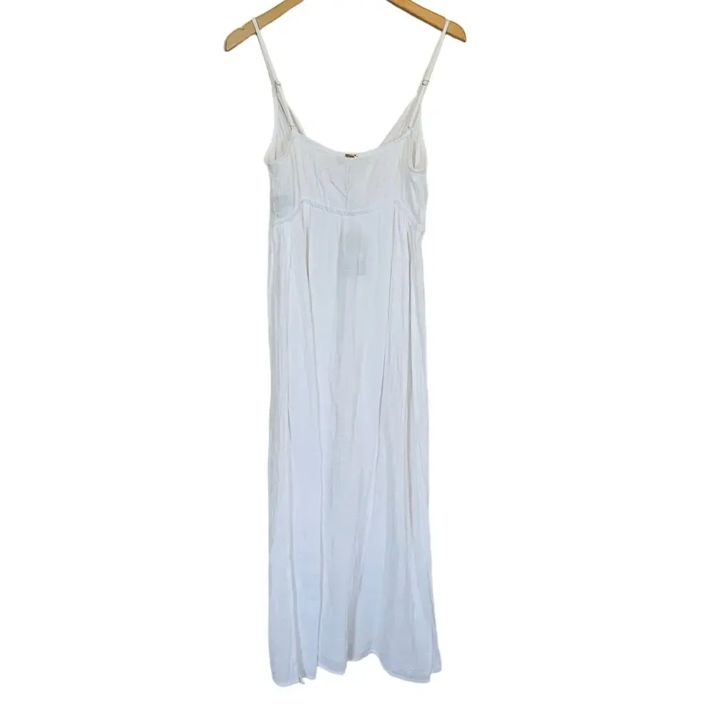 DKNY White V Neck Front Tie Maxi Dress Cover Up Women's Medium‎ Beach Pool
